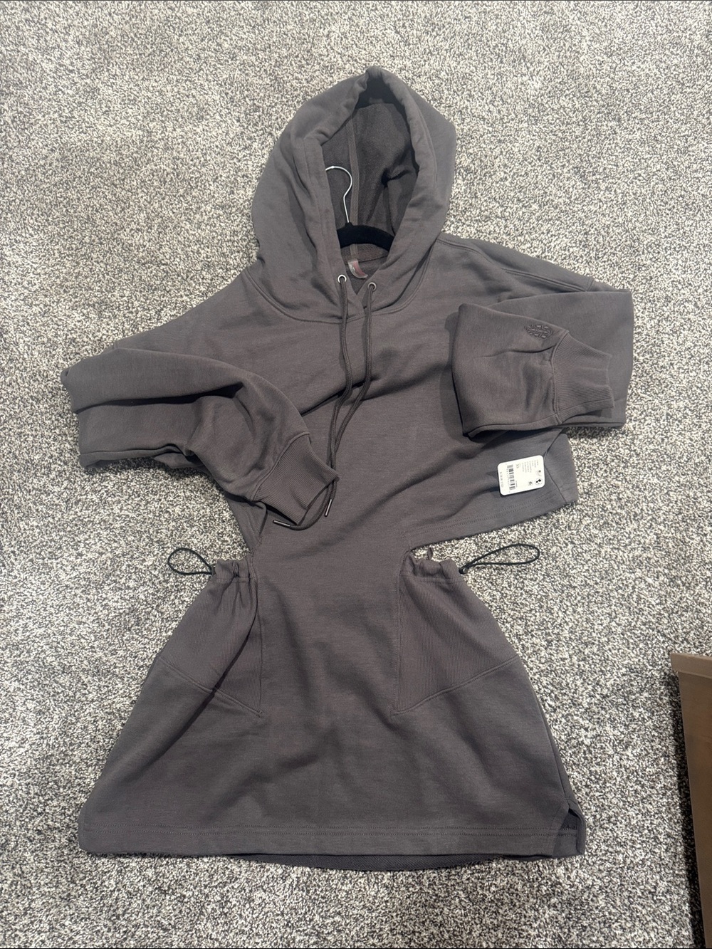 Free People Charcoal Hoodie Dress with Drawstring Waist